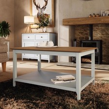 Linen Cream Coffee Table Oak