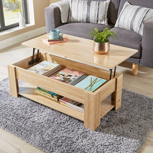 Oak wooden coffee table with - wooden,